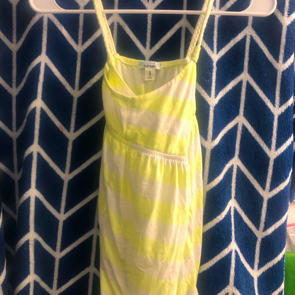 Old Navy (est. 1994) Neon Alarm Clock Yellow Striped Strappy Top for Girls